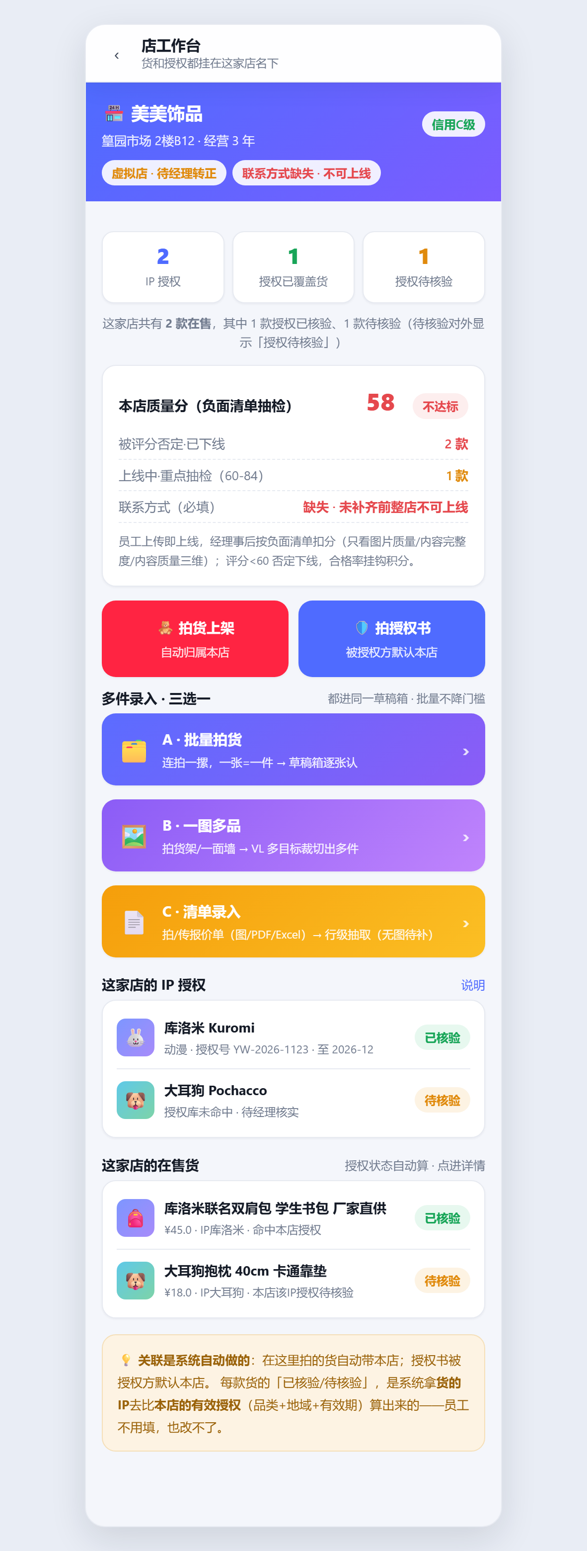 虚拟店待转正：联系方式缺失不可上线