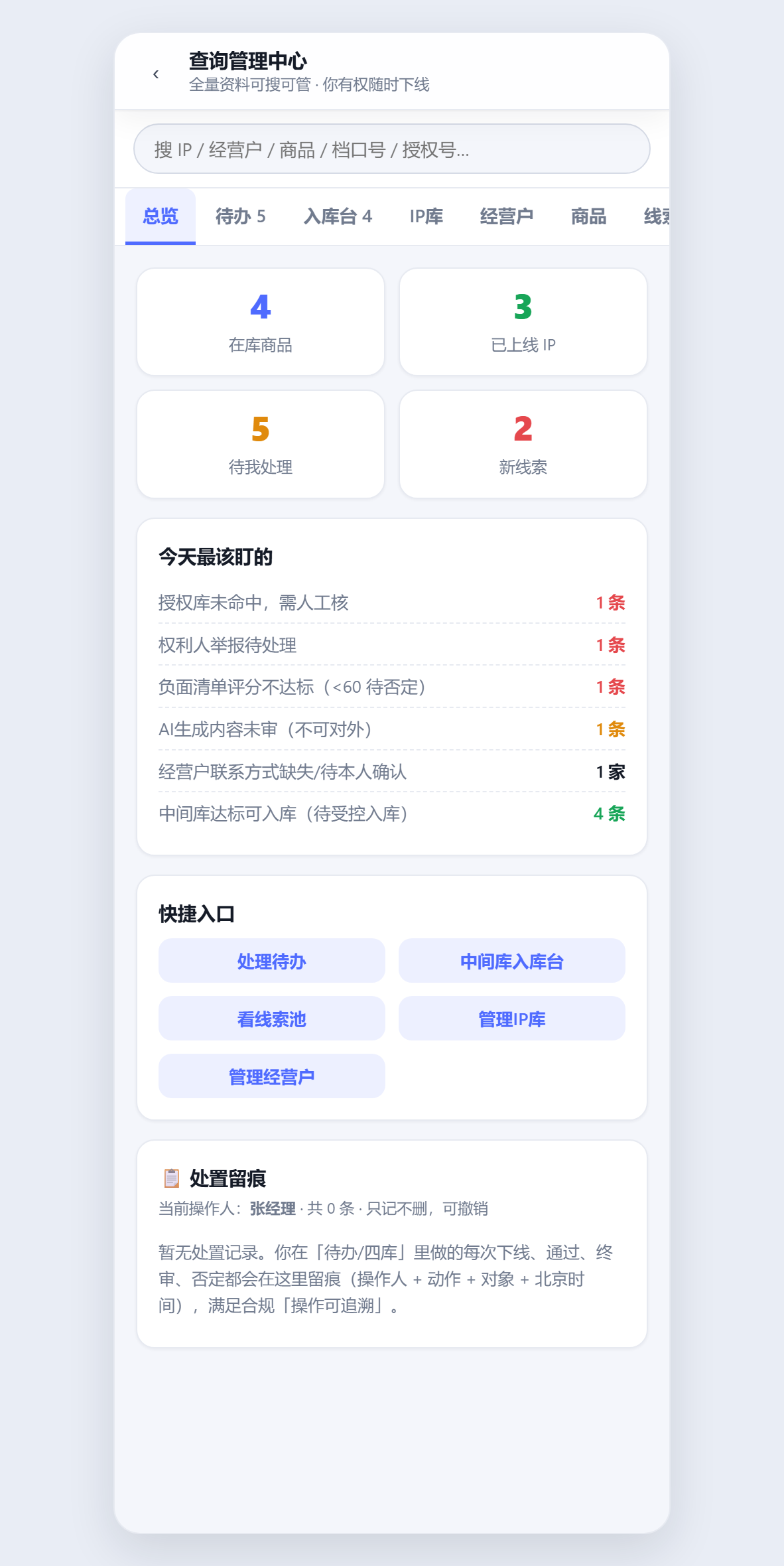 经理端总览